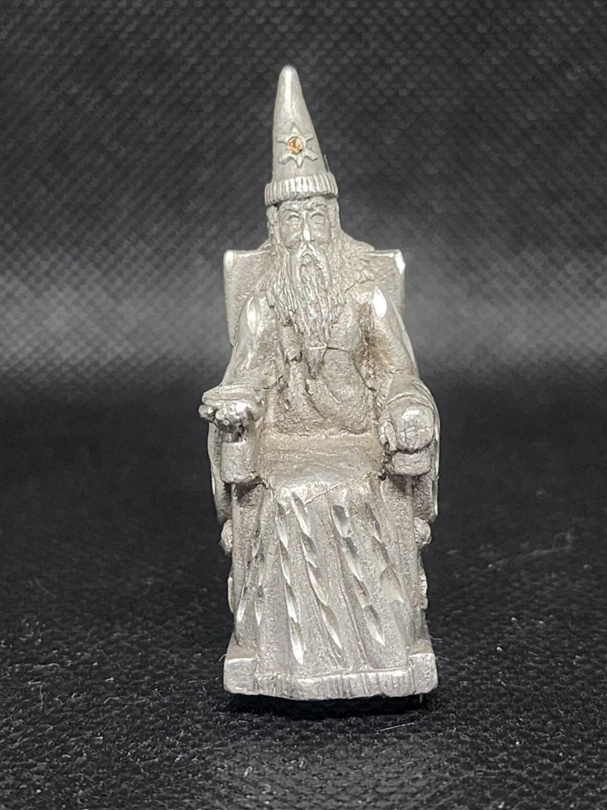 Vintage Spoontiques Pewter Wizard in Rocking Chair (HMR1311)