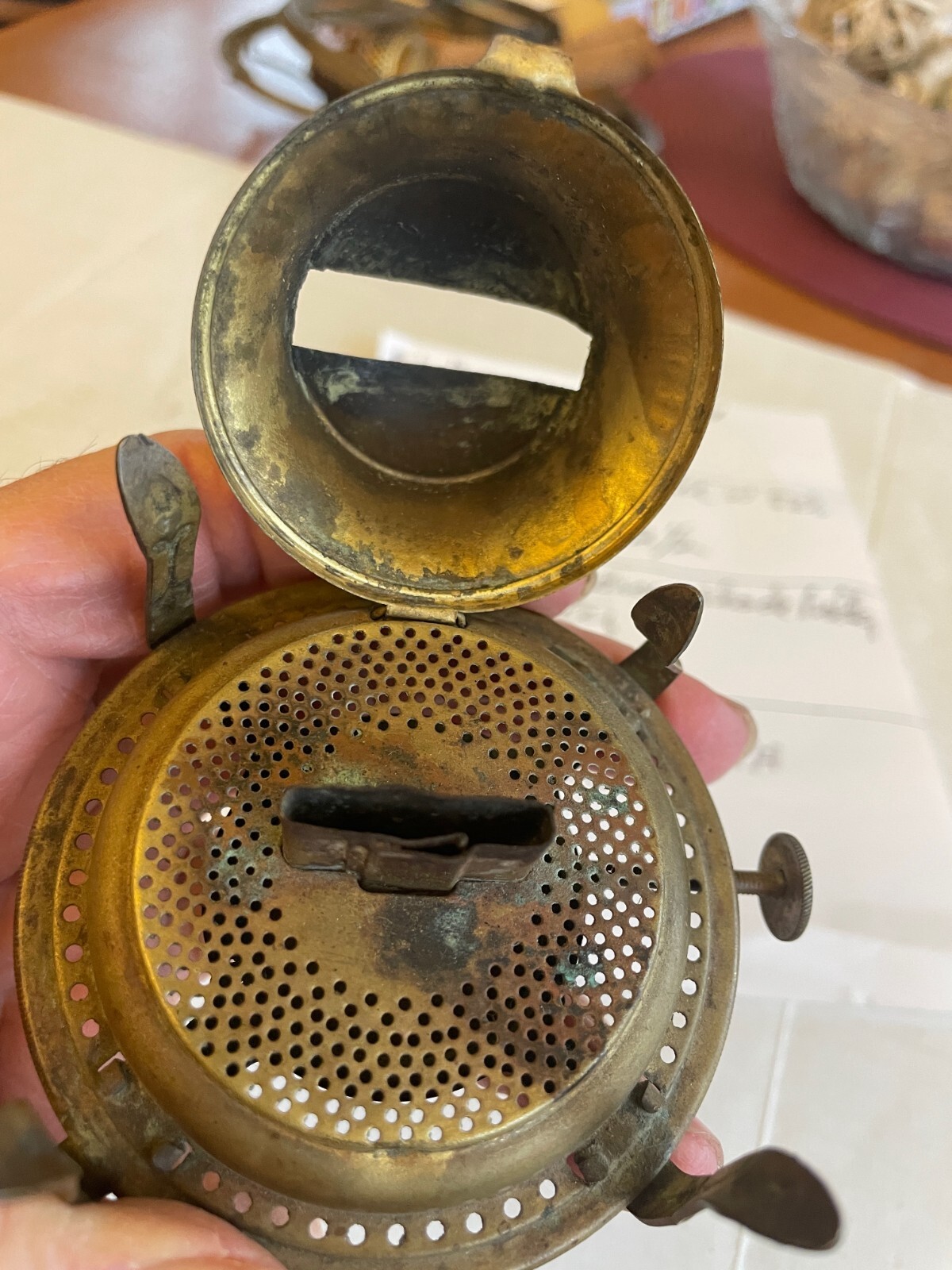 #2 Antique Brass BurnerThum wheel reads MFG  B & ?