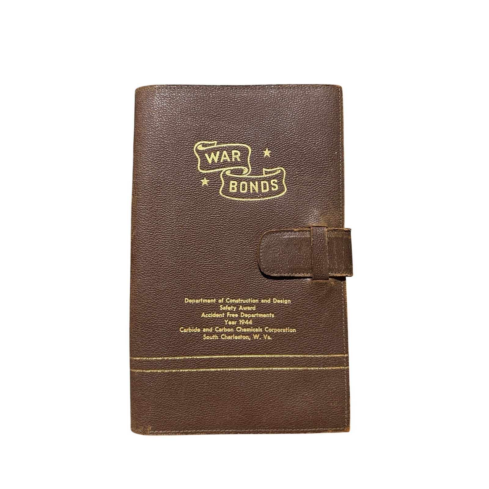 Vintage 1944 WWII War Bonds Leather Wallet Holder Carbide Carbon Chemicals Corp