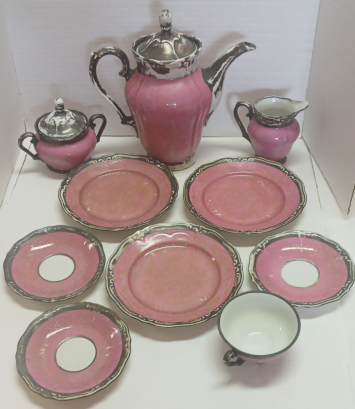 Vintage Dekor Keram Silber Porcelain Tea Cup Set Germany 1930s - 1950s. READ Vintage Dekor Keram Silber Porcelain Tea Cup Set Germany 1930s - 1950s. READ