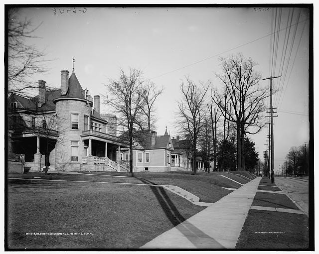 Photo:Residences on Union Ave Memphis Tenn Street Scene 1900s