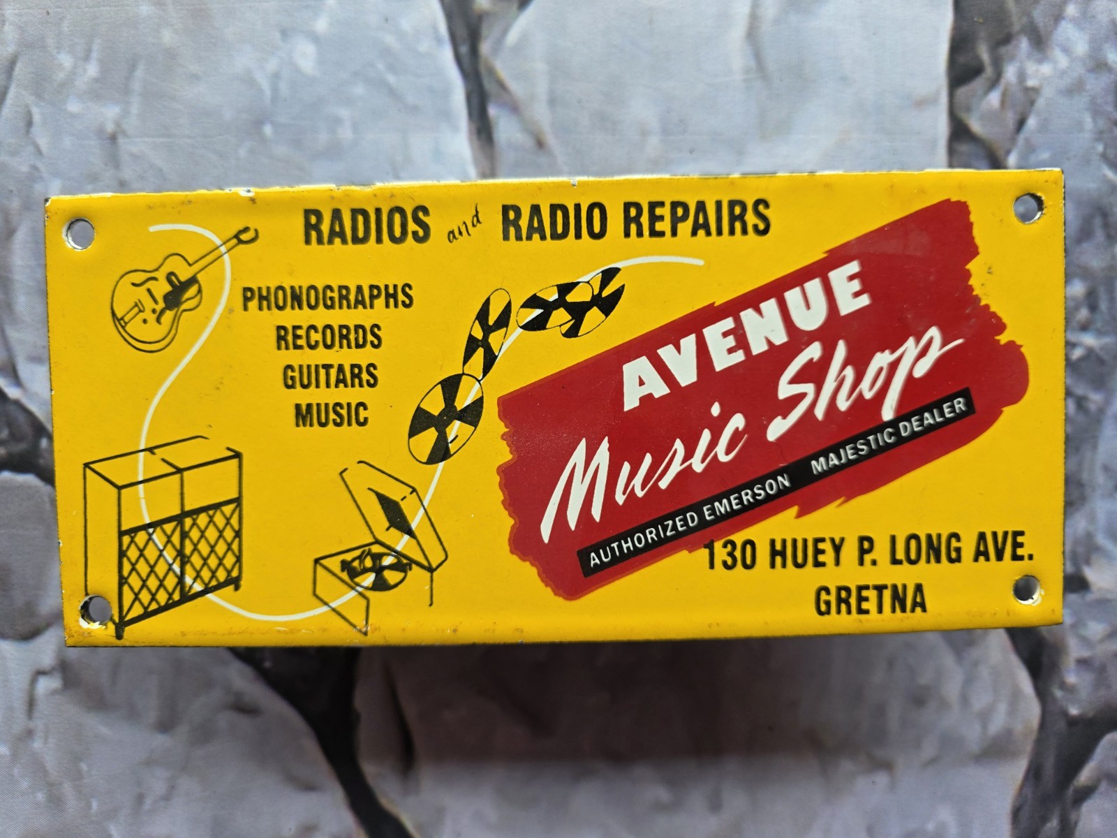 VINTAGE AVENUE MUSIC SHOP PORCELAIN SIGN JUKE BOX RECORD 10