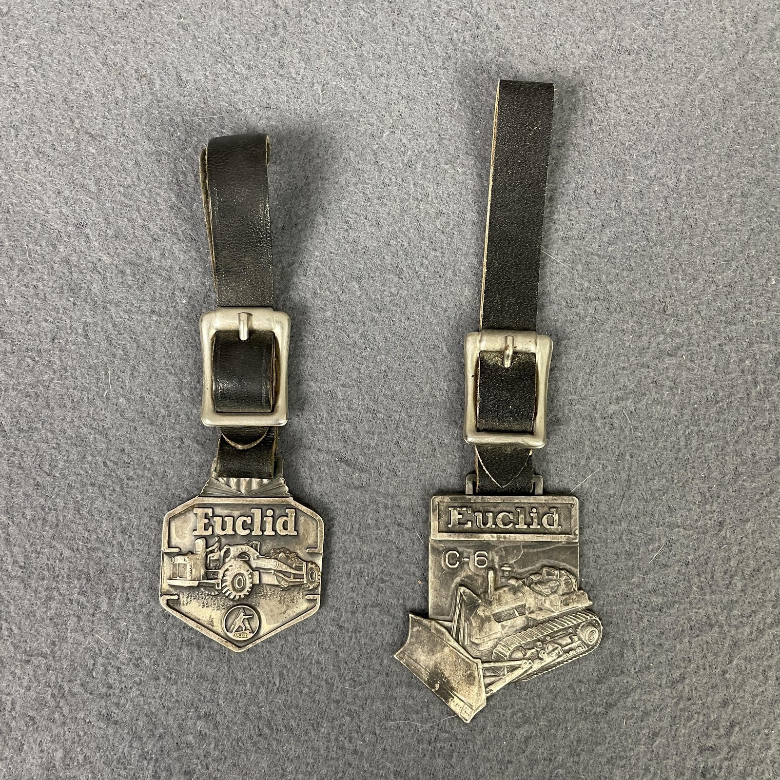 Vintage Euclid Earth Moving Equipment Watch Fobs Lot 2 C-6 Dozer Advertising
