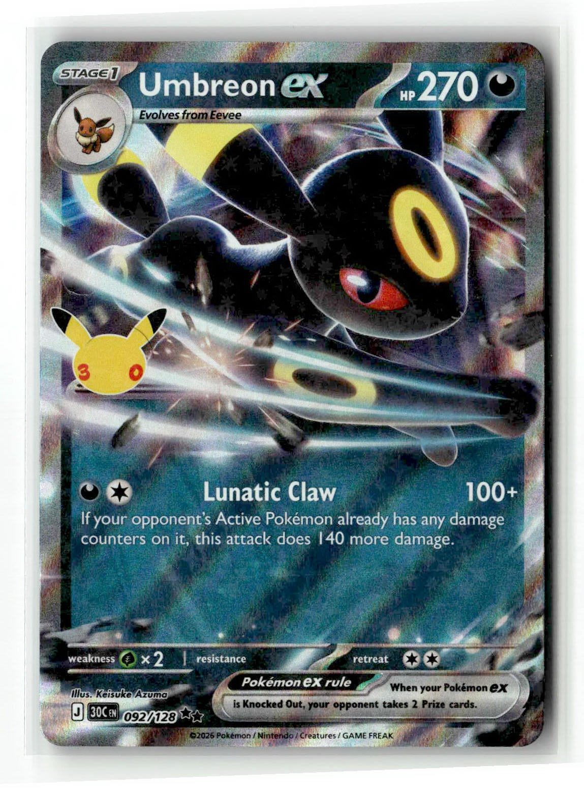 Umbreon ex Holofoil NM EN [30C - 092/128] Pokemon