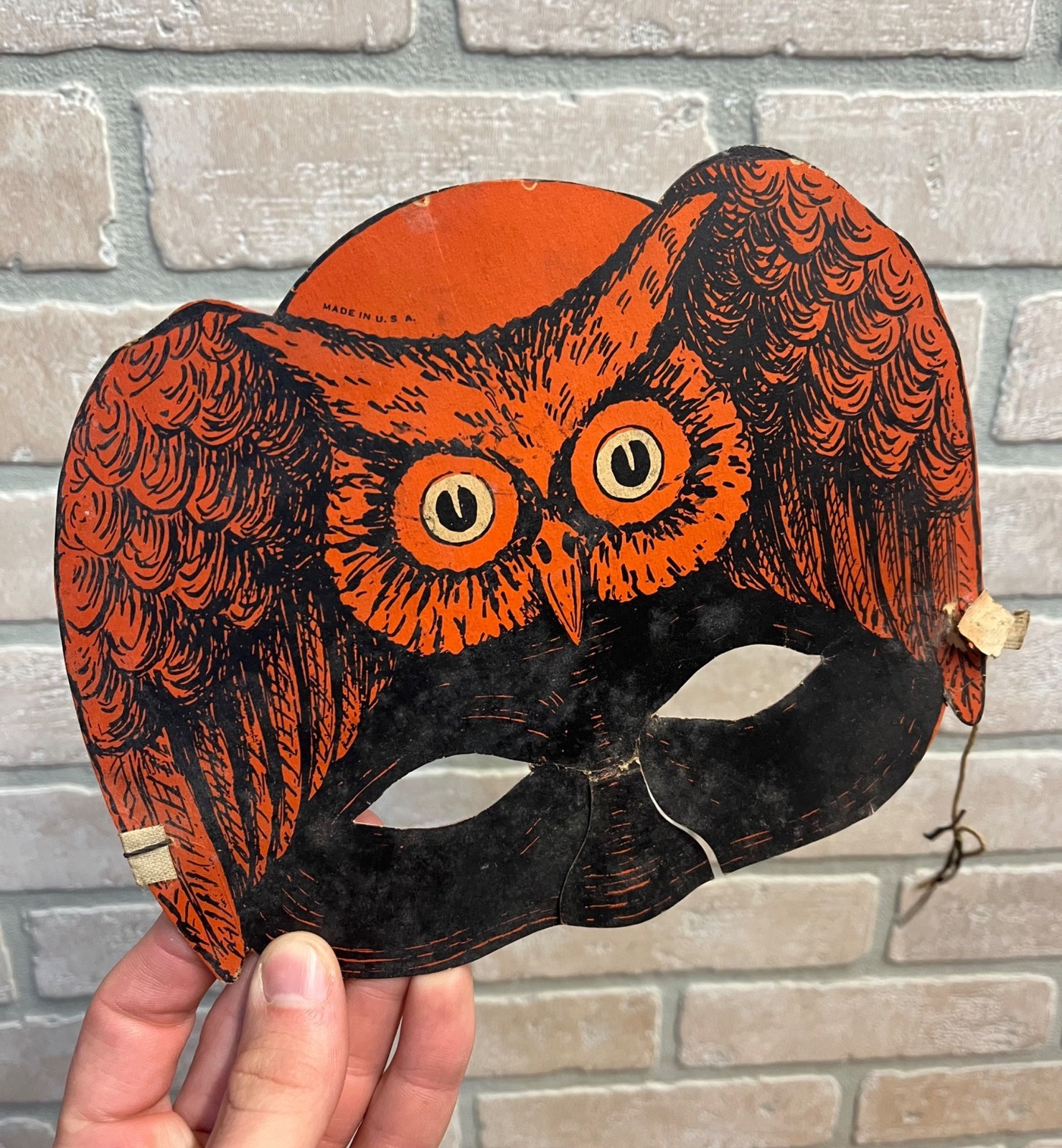 SCARCE Antique Halloween Beistle Domino Party Mask 1926-1931 Hat OWL Vintage SCARCE Antique Halloween Beistle Domino Party Mask 1926-1931 Hat OWL Vintage