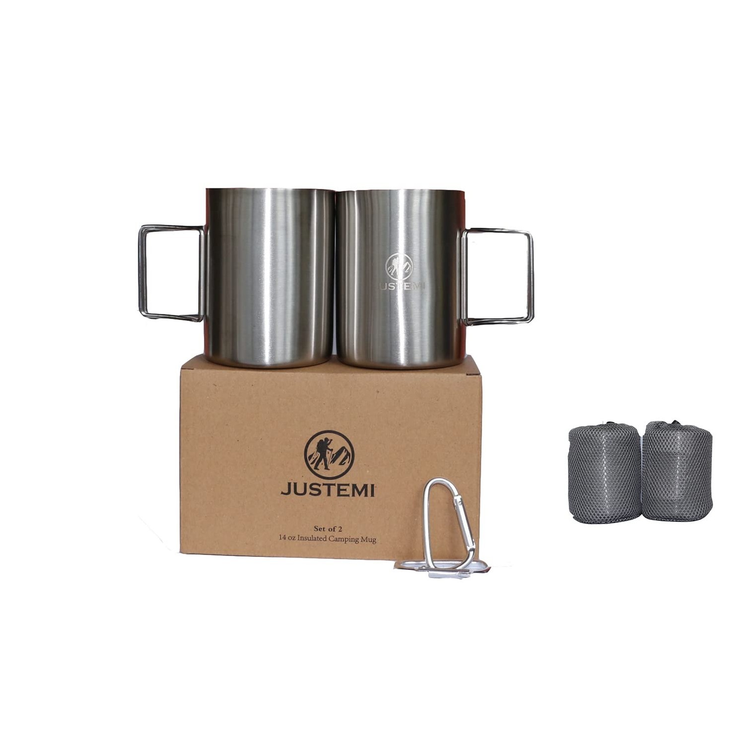 Stainless Steel Camping Coffee Mugs Set of 2,Insulated Camping Cup with Folda... Stainless Steel Camping Coffee Mugs Set of 2,Insulated Camping Cup with Folda...