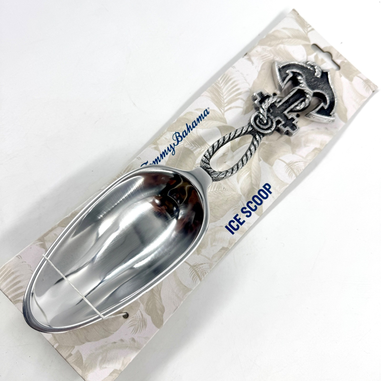 Rare TOMMY BAHAMA Silver Ice Scoop with NAUTICAL ANCHOR ROPE Handle BRAND NEW