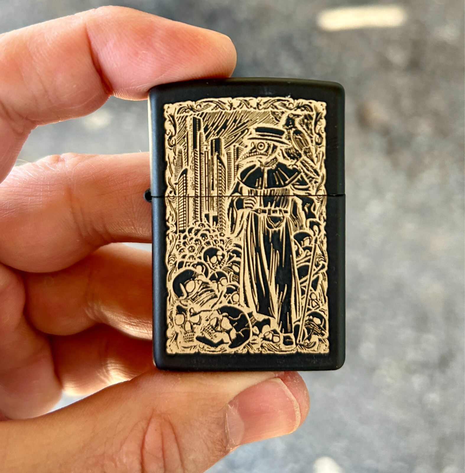 Doctor Plague Custom Engraved Zippo | Black Matte Case | Made in USA