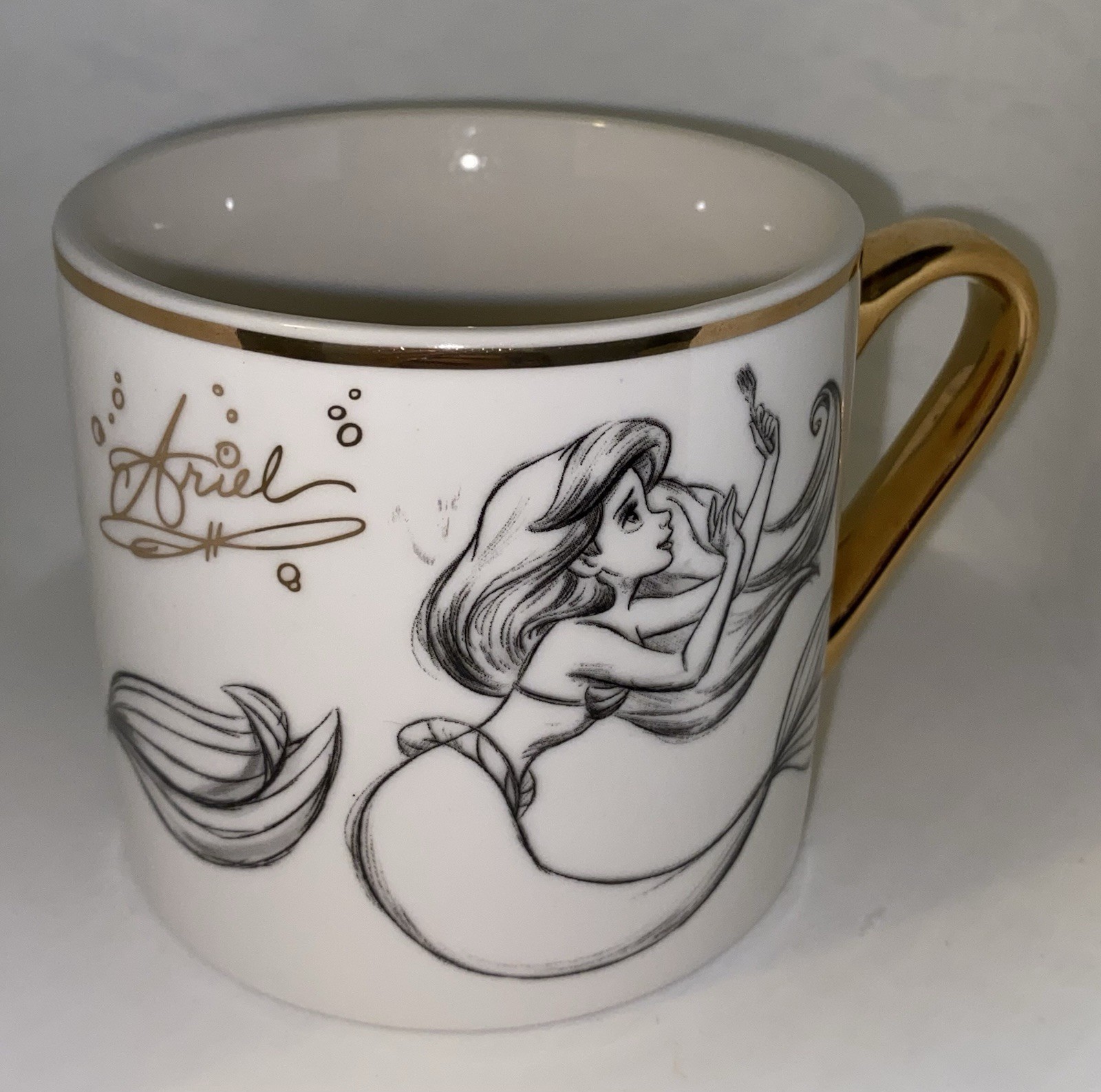 Disney ~ Widdop And Co ~ Princess Ariel Sketch Mug W/Gold Edging & Handle ~ EUC Disney ~ Widdop And Co ~ Princess Ariel Sketch Mug W/Gold Edging & Handle ~ EUC