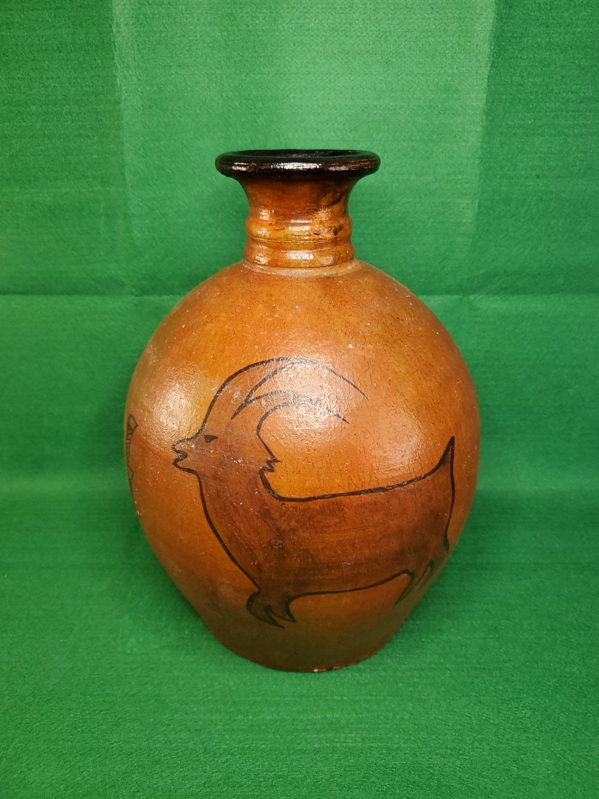 Solis Ollin Mexican Pottery Ram Pitcher Vase Borrego Cimarron Folk Art Handmade