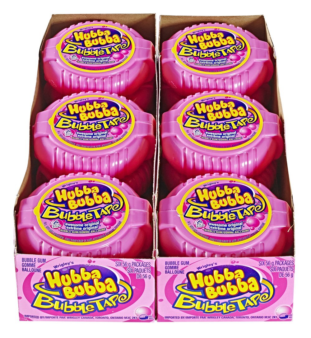 Hubba Bubba Bubble Tape, Awesome Original, 6 Feet of Gum, (Pack of12)