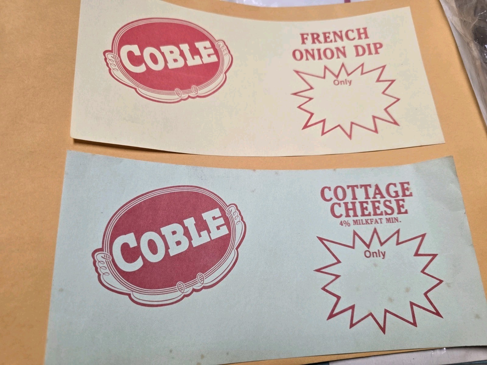 Vintage Coble Dairy Advertising Paper Signs (2) Vintage Coble Dairy Advertising Paper Signs (2)