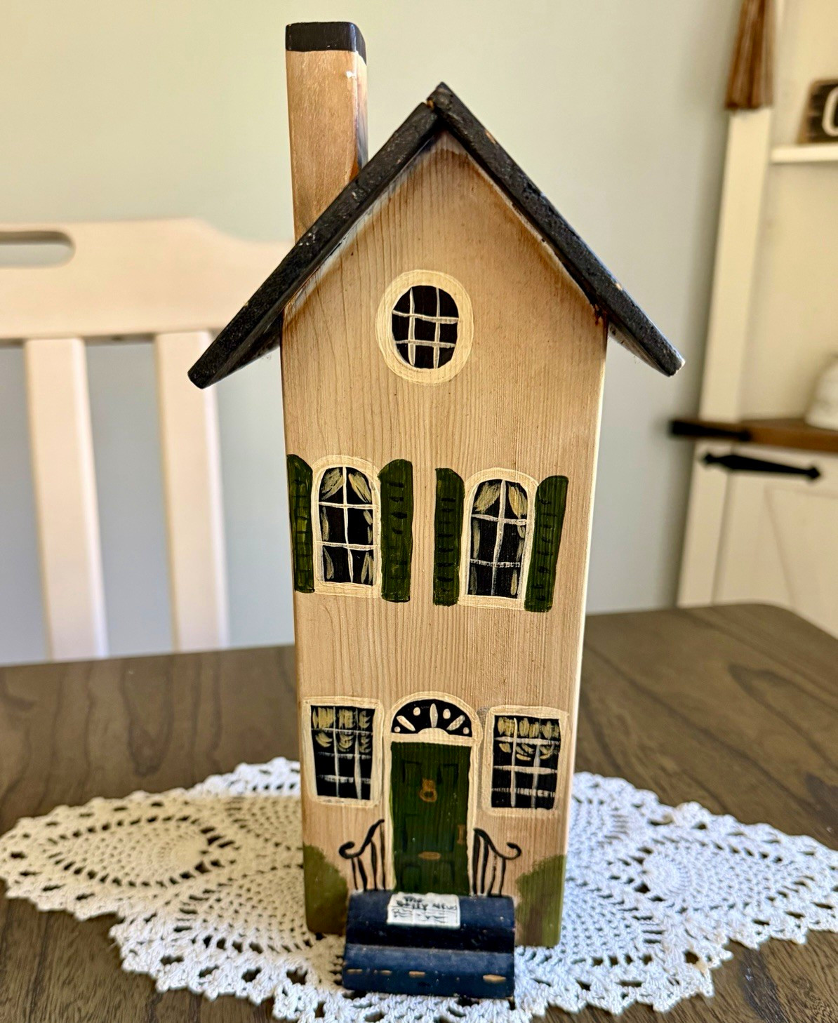 Vintage Handmade Hand Painted Wood House Shelf Sitter 1980s | Cottage Primitive Vintage Handmade Hand Painted Wood House Shelf Sitter 1980s | Cottage Primitive
