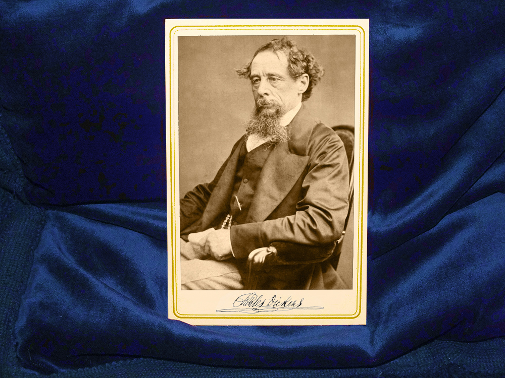 CHARLES DICKENS Victorian Writer Genius Cabinet Card Photo Vintage CDV RP