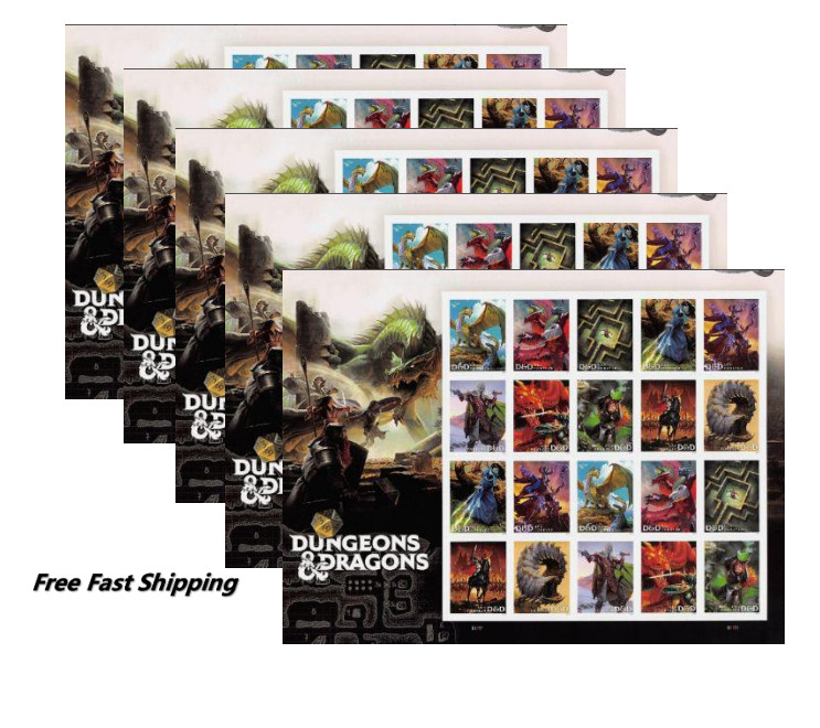 5 Sheets USPS 2024 Dungeons & Dragons D&D 100 Pcs First Class 78¢ MNH