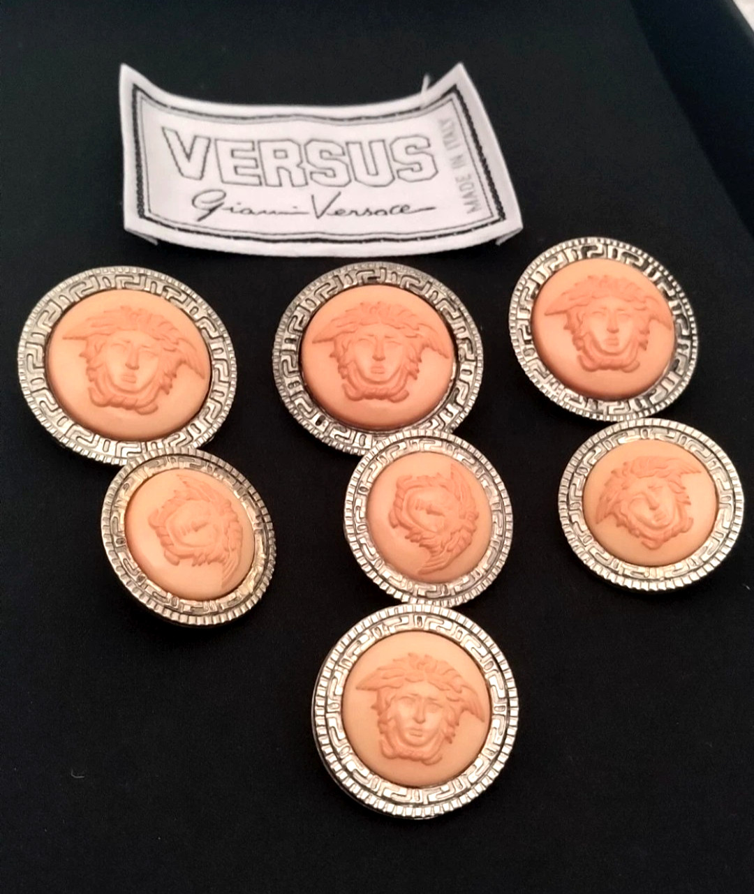 Free shipping vintage Gianni Versace buttons medusa logo Greek key set of 7 lot