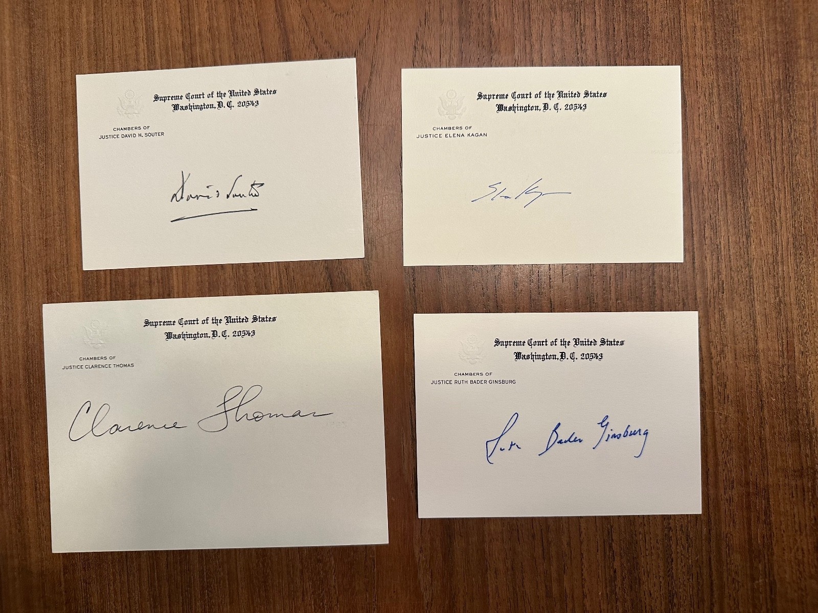 Autographed US Supreme Court Chamber Card Lot of 33 Different, Awesome