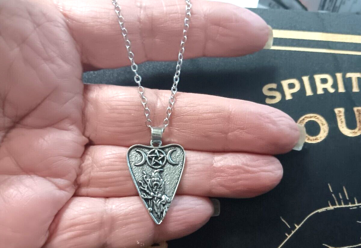 Quija Necklace Ouija BOARD Pendant Moon Crow Raven Wiccan Witch Haunted Jewelry Quija Necklace Ouija BOARD Pendant Moon Crow Raven Wiccan Witch Haunted Jewelry