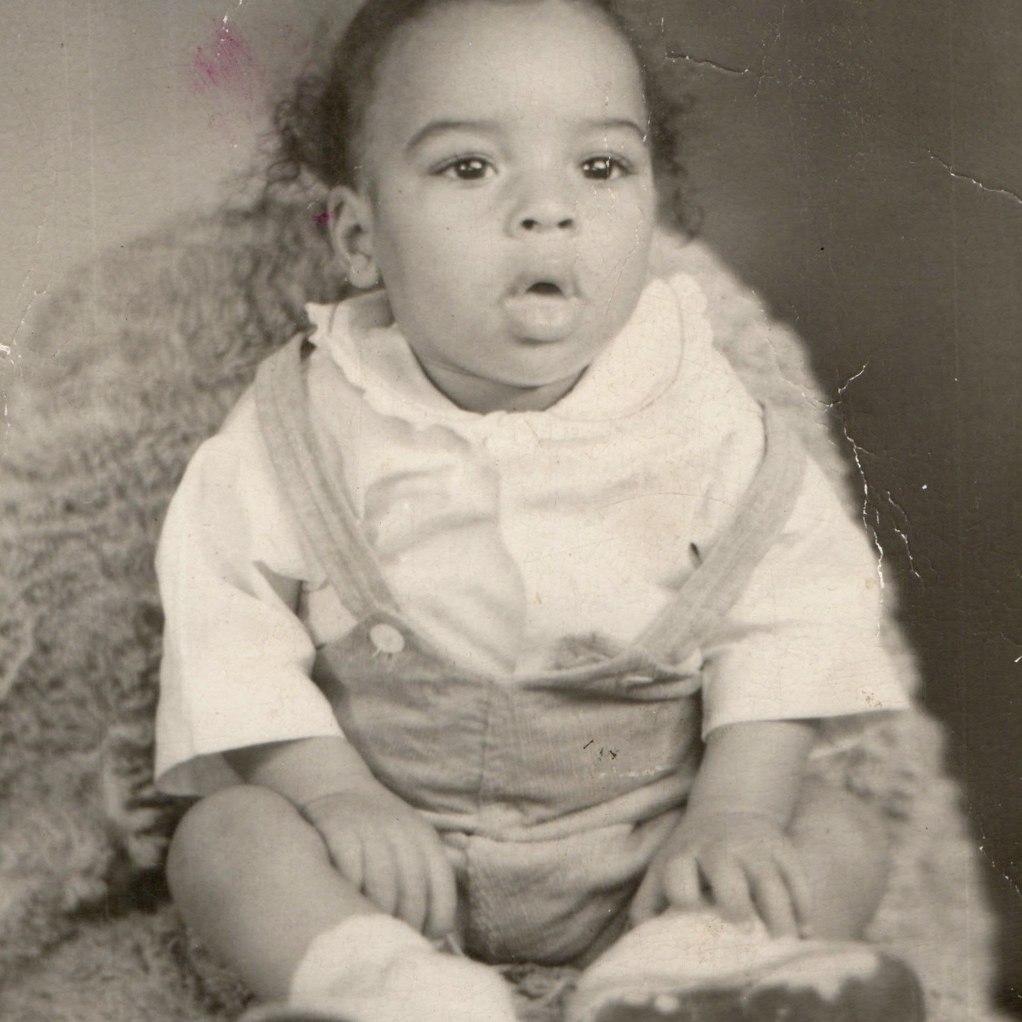 c1940s Black African American Baby Studio Portrait RPPC W C Askew Fur Rug Photo c1940s Black African American Baby Studio Portrait RPPC W C Askew Fur Rug Photo