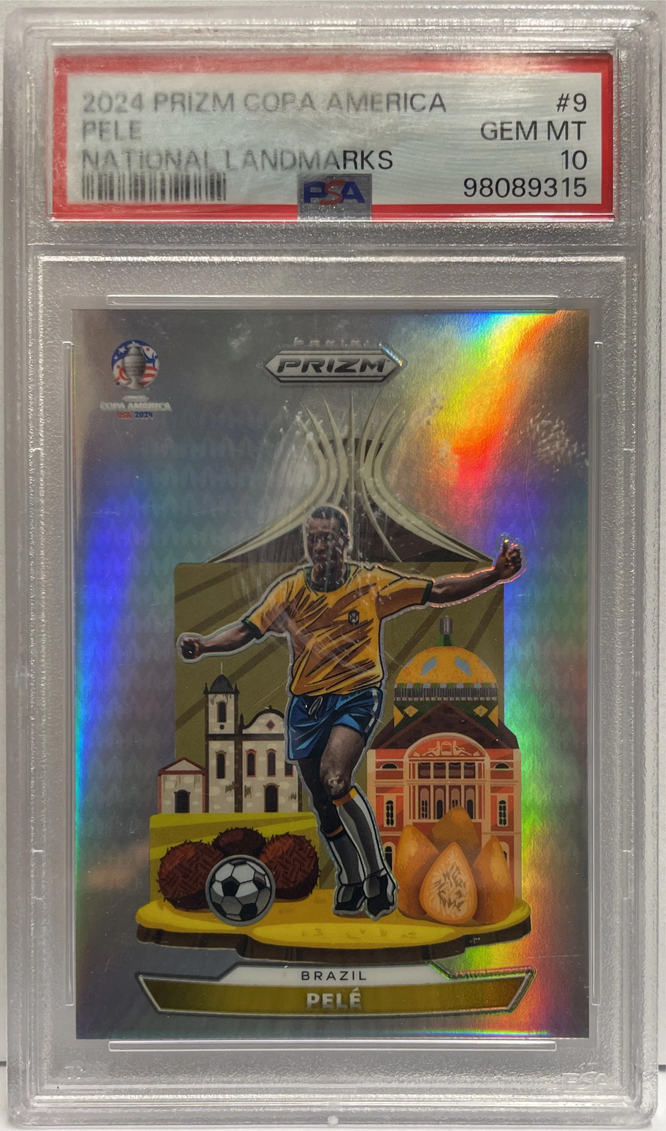 Pele National Landmarks Panini Prizm Copa America 2024 PSA 10 Pele National Landmarks Panini Prizm Copa America 2024 PSA 10