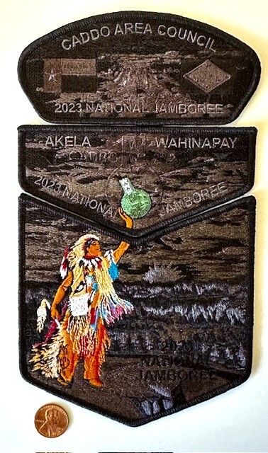 OA AKELA WAHINAPAY 232 BSA CADDO 584 2023 JAMBOREE 3-PATCH INDIAN ONLY 101 MADE