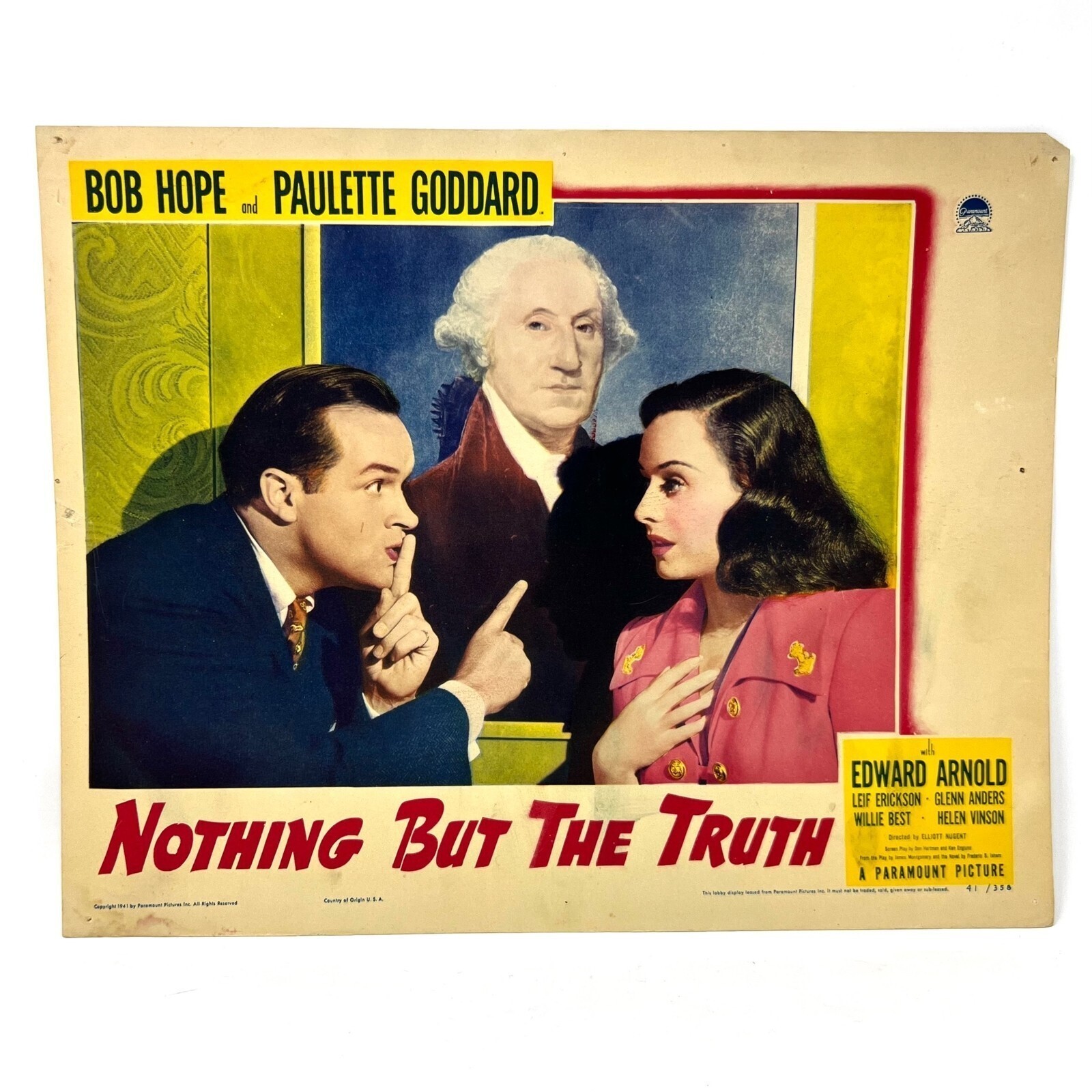 Nothing But The Truth Collectible Movie Lobby Card Bob Hope Paulette Goddard (a)