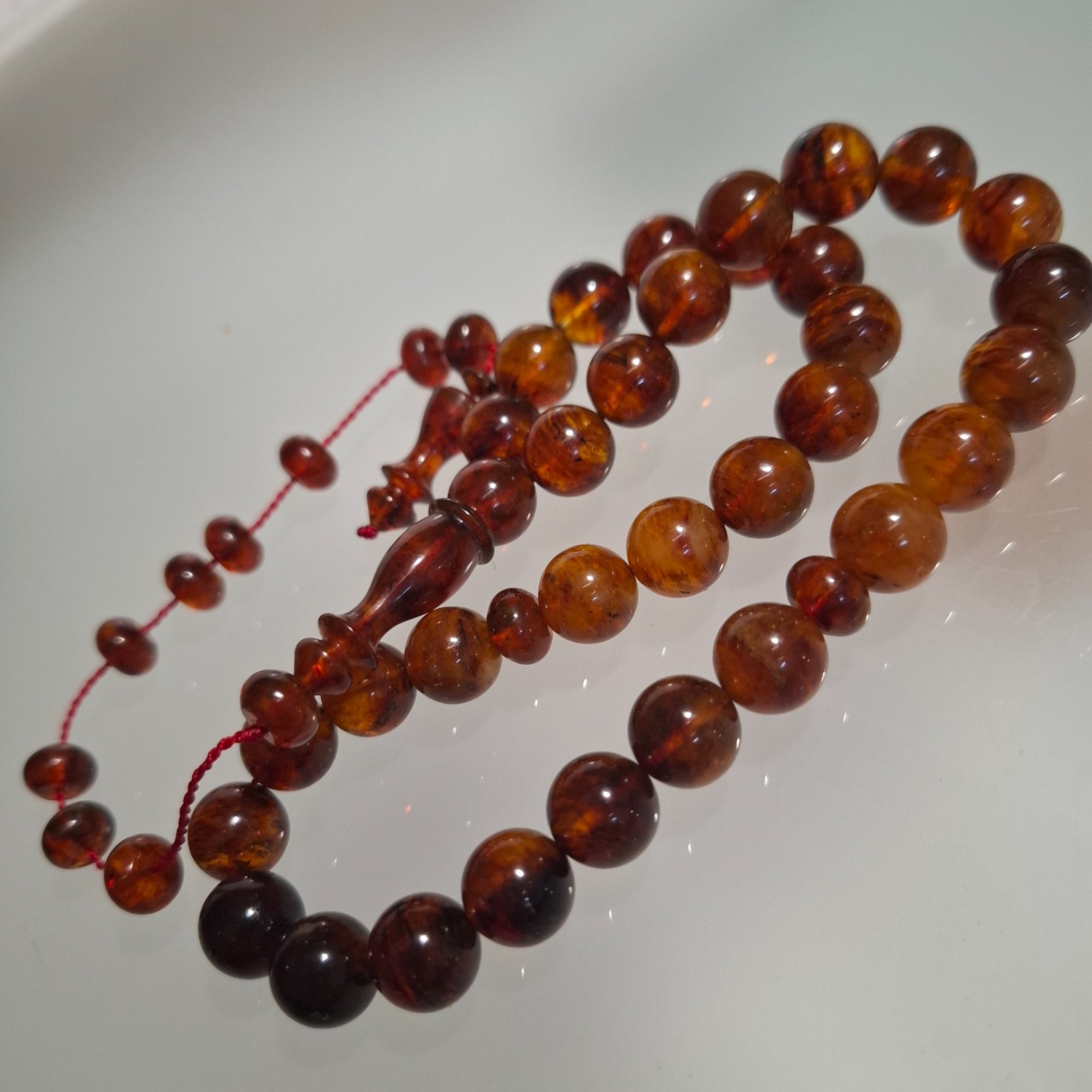 Amber Rosary – 33 sphere Beads, 11.5 mm, Amber Rosary 36gram Pressed amber