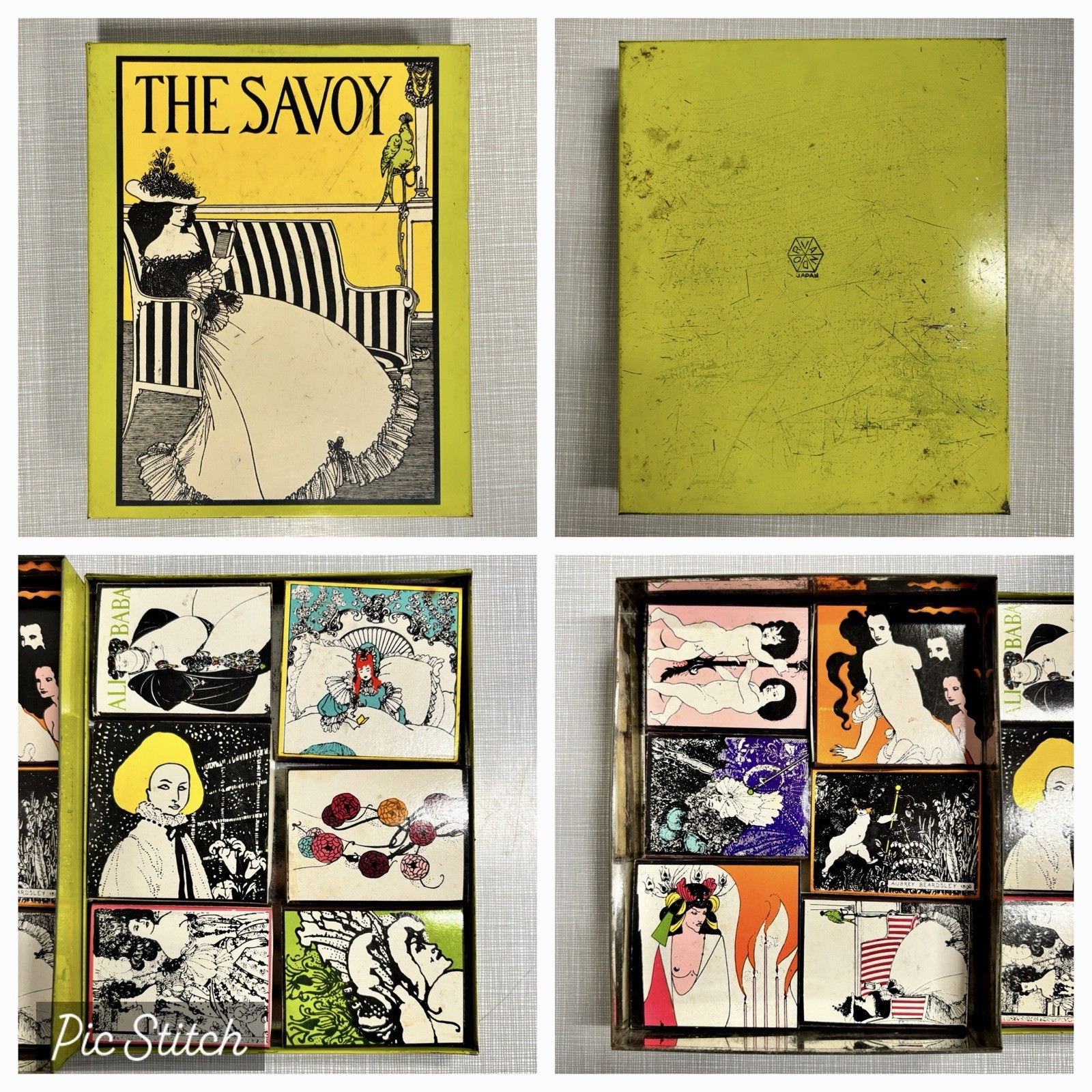 RARE Aubrey Beardsley THE SAVOY Art Tin With 12 Matchboxes Vintage Vandor Japan