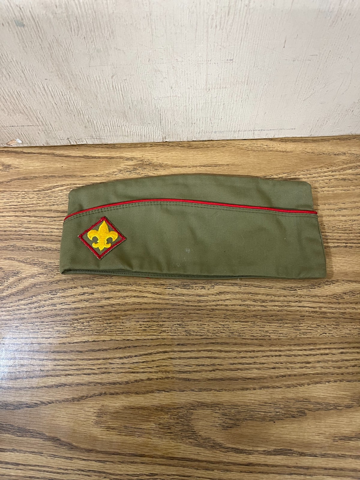 VTG 70\'s Boy Scout of America Garrison Cap Tan Hat BSA 7 -7 1/8\