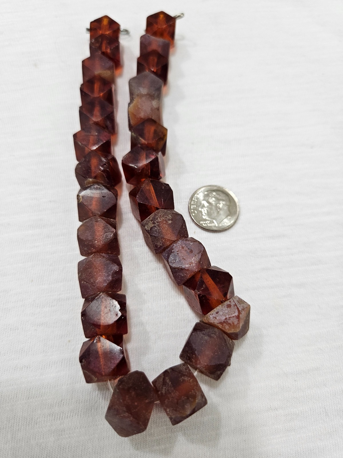 Antique Orange Vaseline Style Glass Beads 12