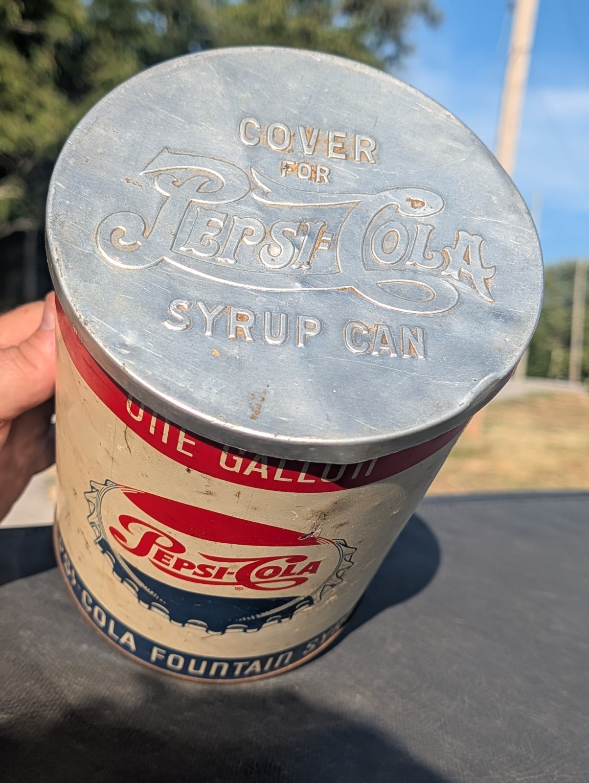 HTF Rare Scarce Double dot Pepsi cola one gallon syrup can lid  **Lid Only**