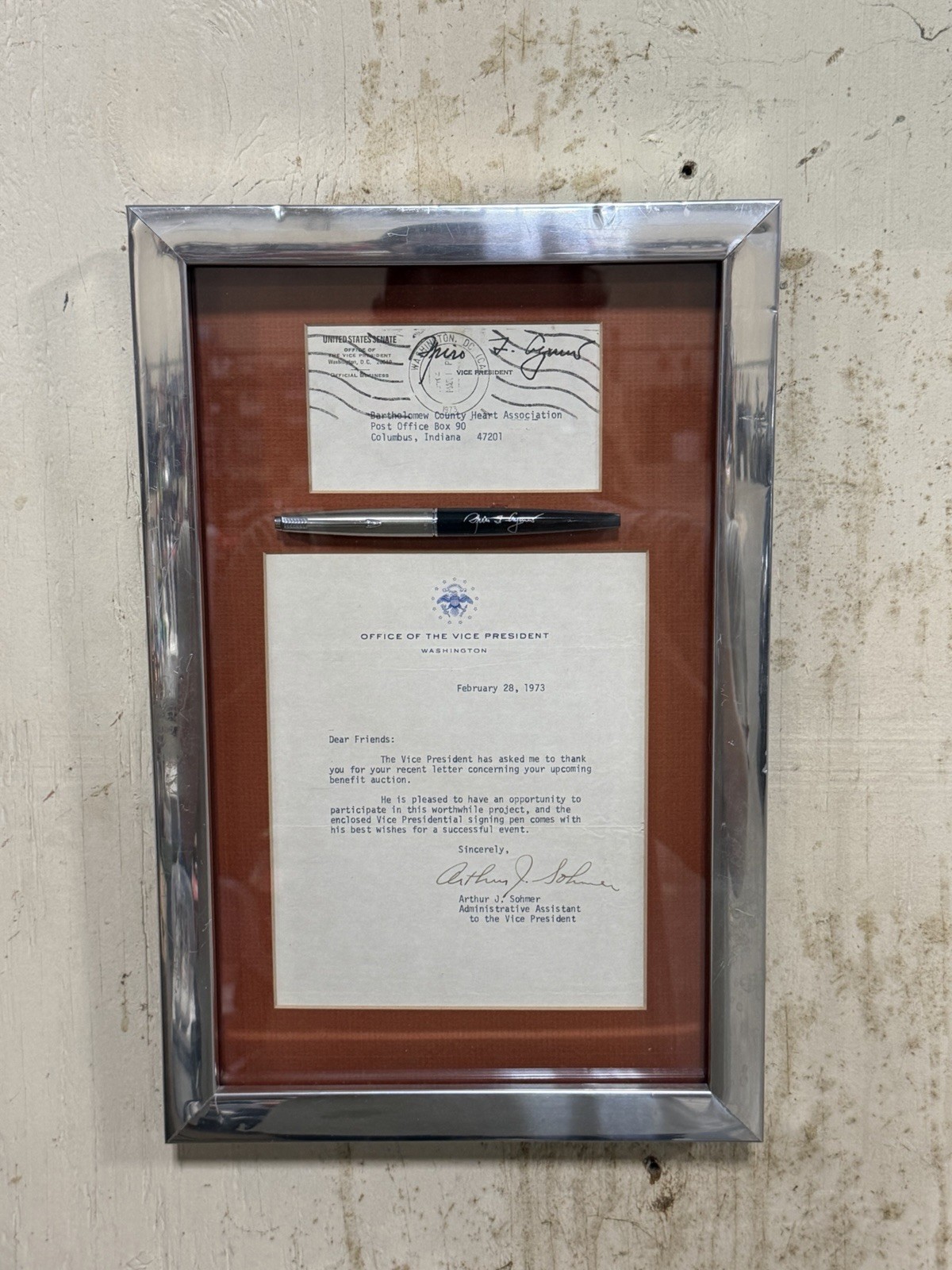 1973 Spiro T. Agnew Signed Pen Framed Vice President Letter Nixon Era Political 1973 Spiro T. Agnew Signed Pen Framed Vice President Letter Nixon Era Political