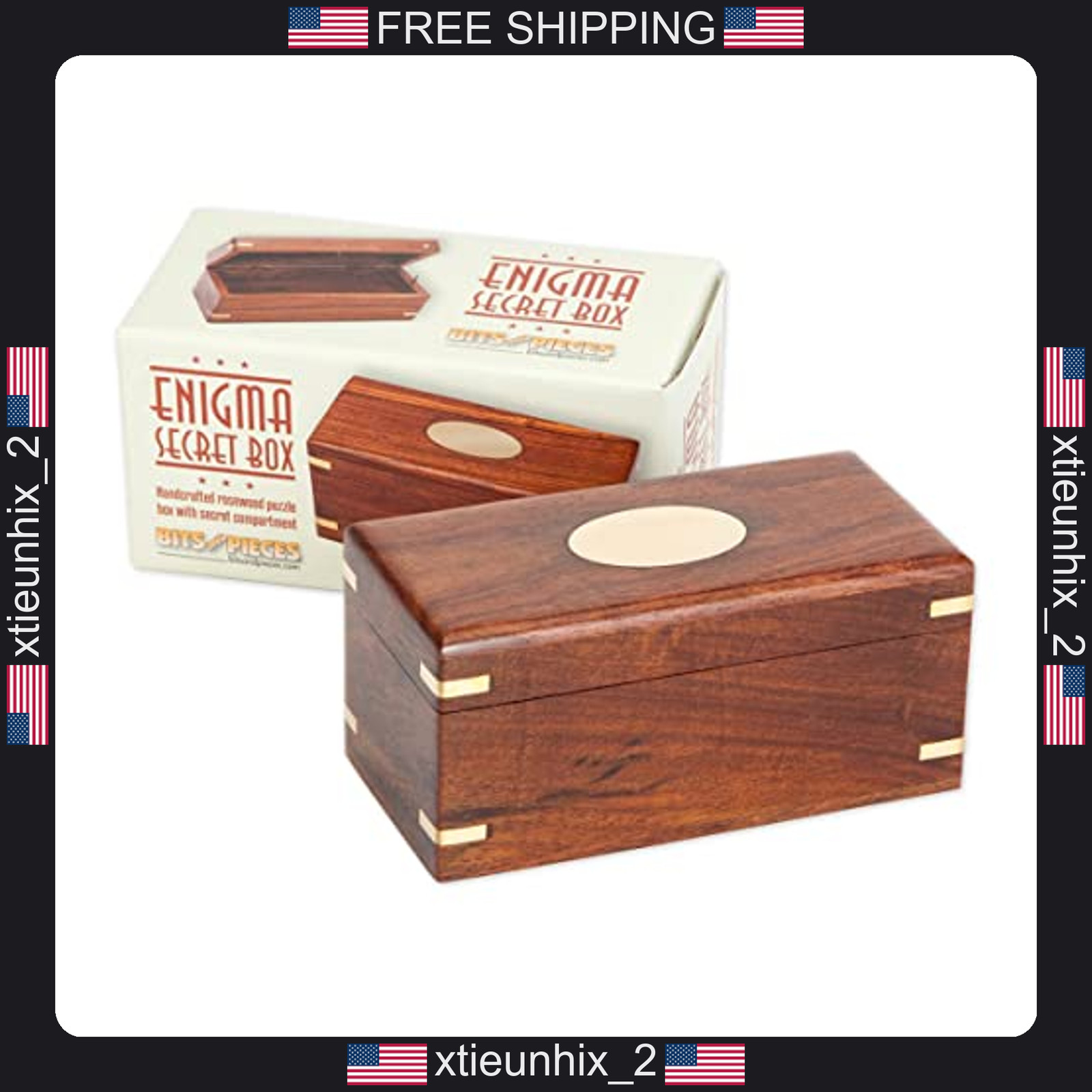 Wooden Puzzle Box with Secret Compartment for Keepsakes and Gifts