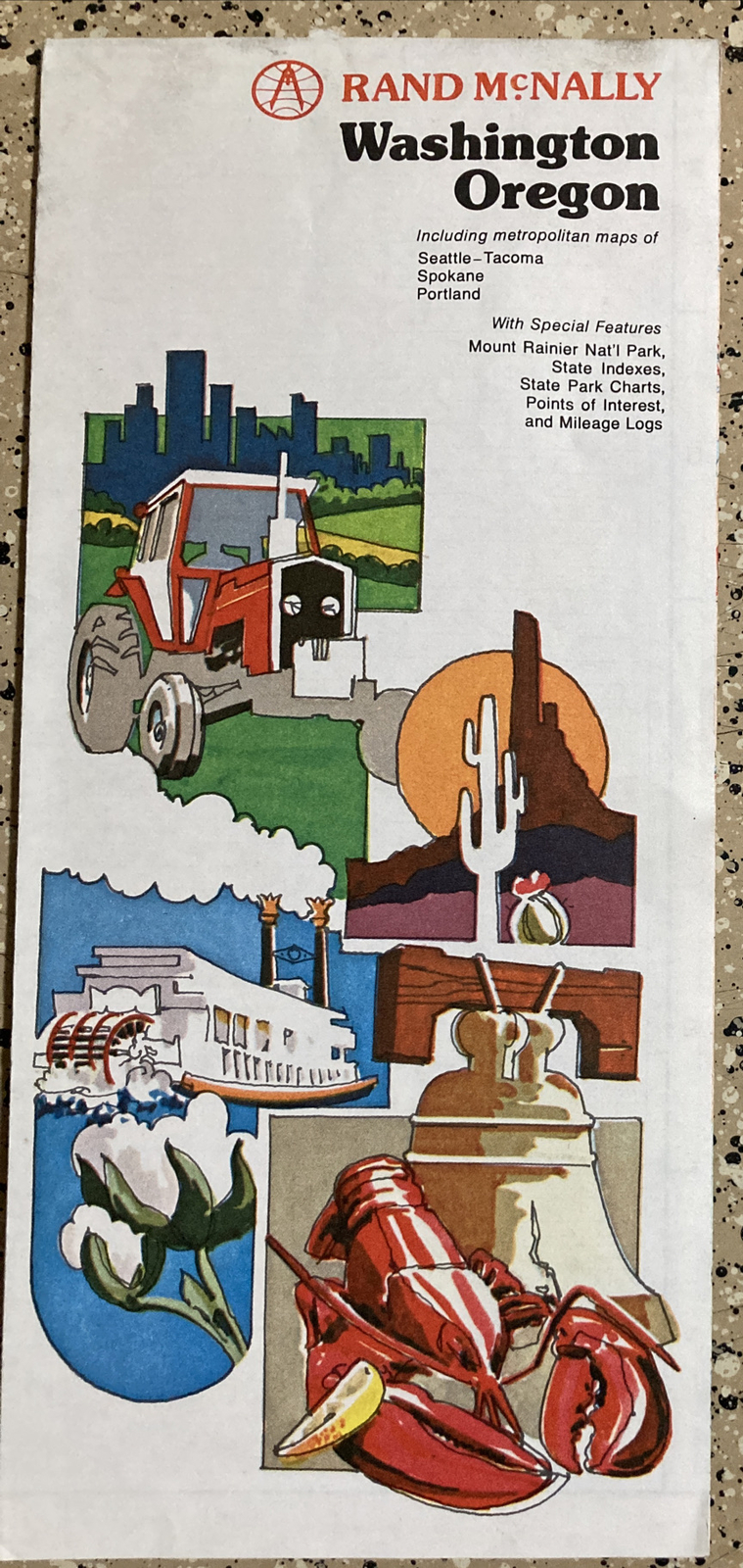 VINTAGE WASHINGTON OREGON RAND MCNALLY SEATTLE PORTLAND TACOMA SPOKANE ROAD MAP