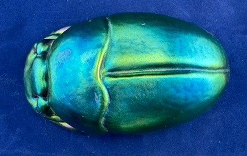 VTG Tiffany Style Iridescent Egyptian Scarab Hand Blown Glass