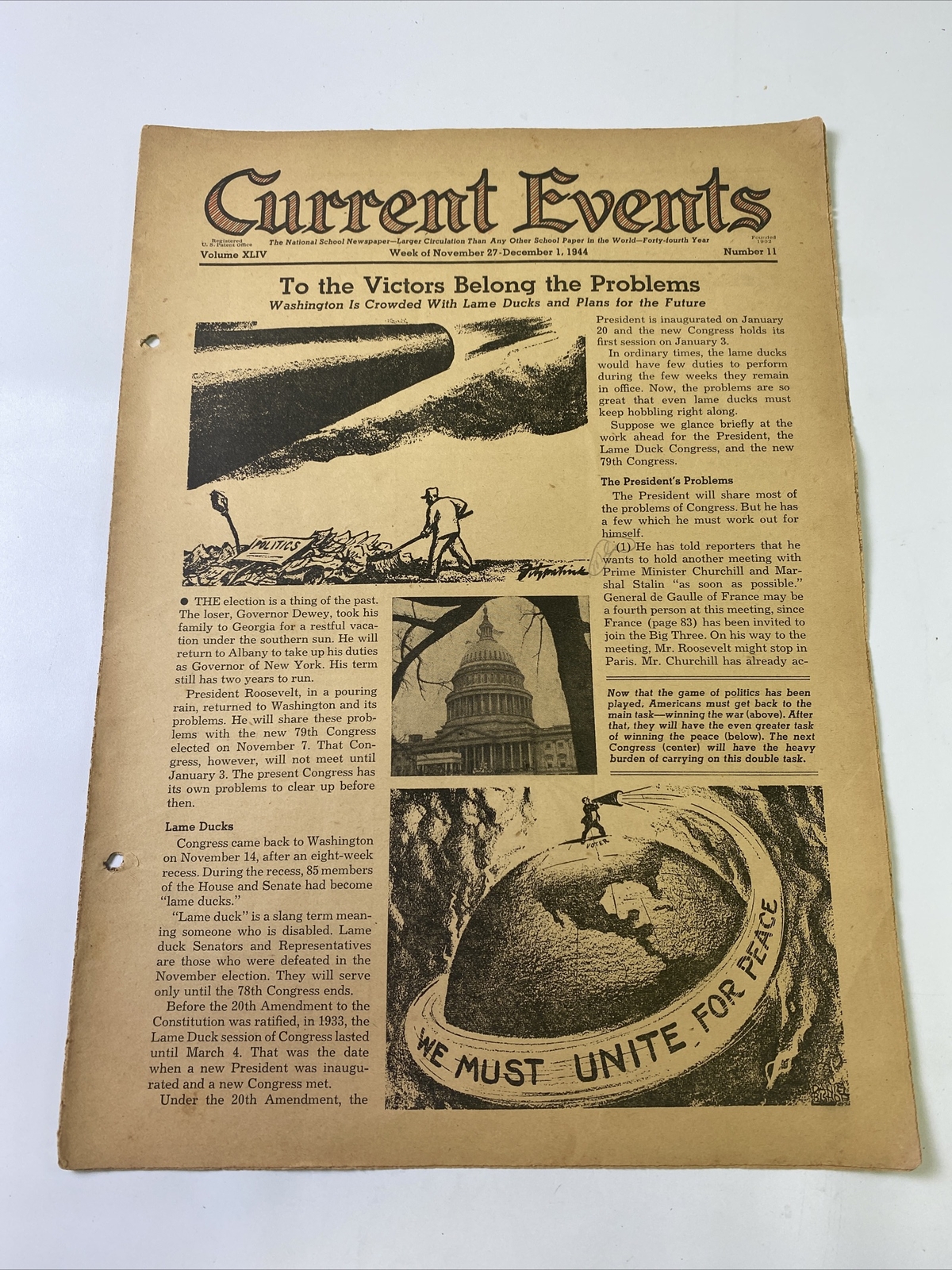 Nov-Dec 1944 To the Victors Belong the Problems  WW2 era Current Events 