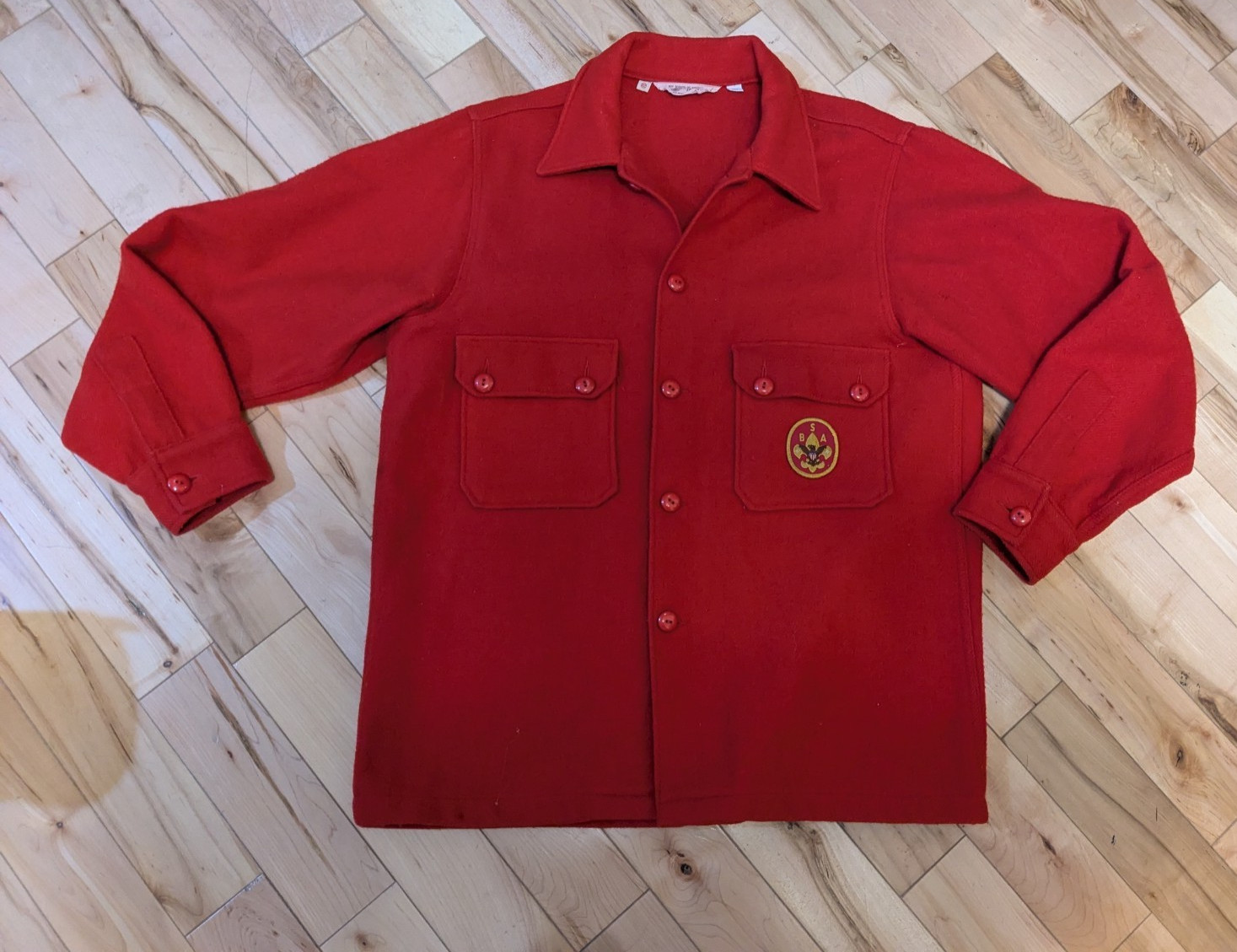Vintage Boy Scouts of America Official Red Wool Jacket w/ Patches 42, 1970s Vintage Boy Scouts of America Official Red Wool Jacket w/ Patches 42, 1970s