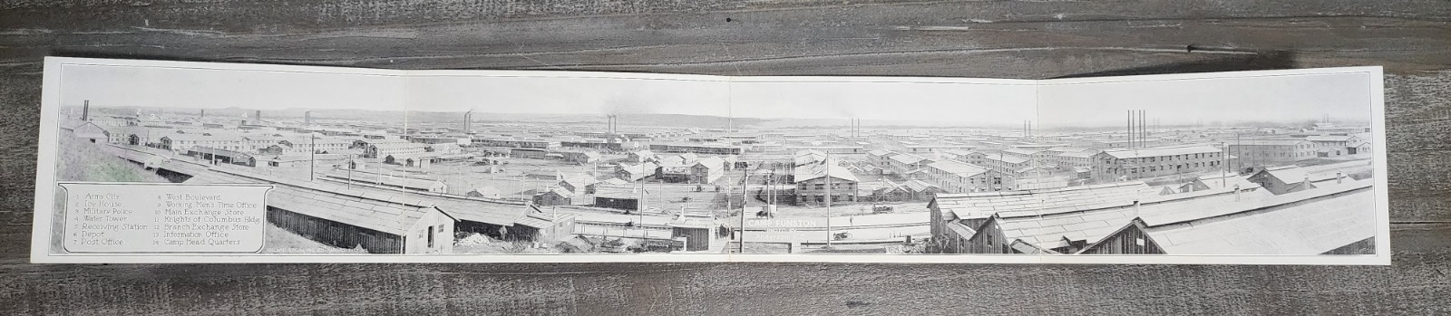 WW1 Camp Funston Fort Riley Kansas Panoramic Fold-Out Postcard c1917-18