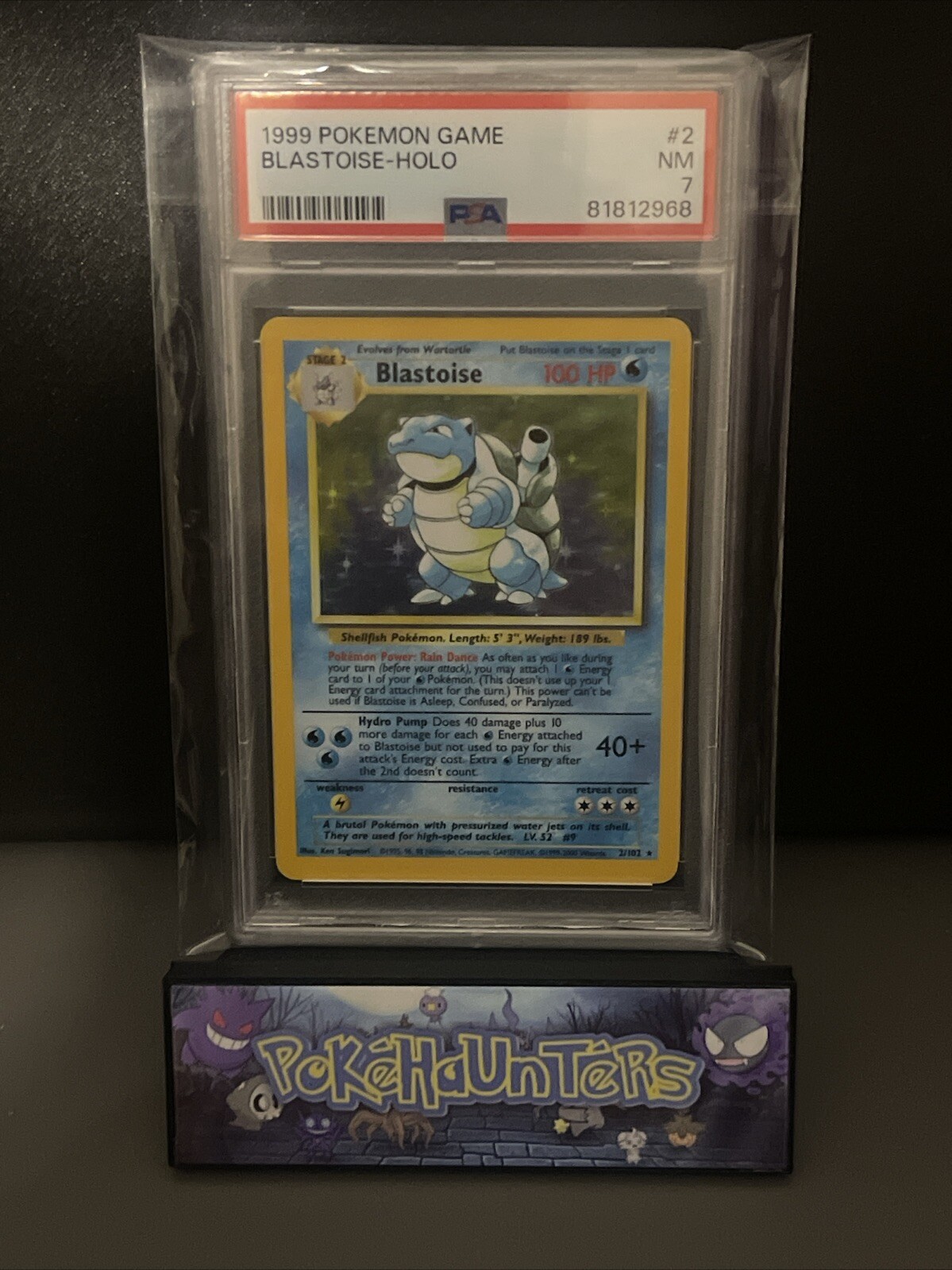 Pokemon Card Blastoise 2/102 4th Print Holo PSA 7 Base 1999-2000 ERROR LABEL