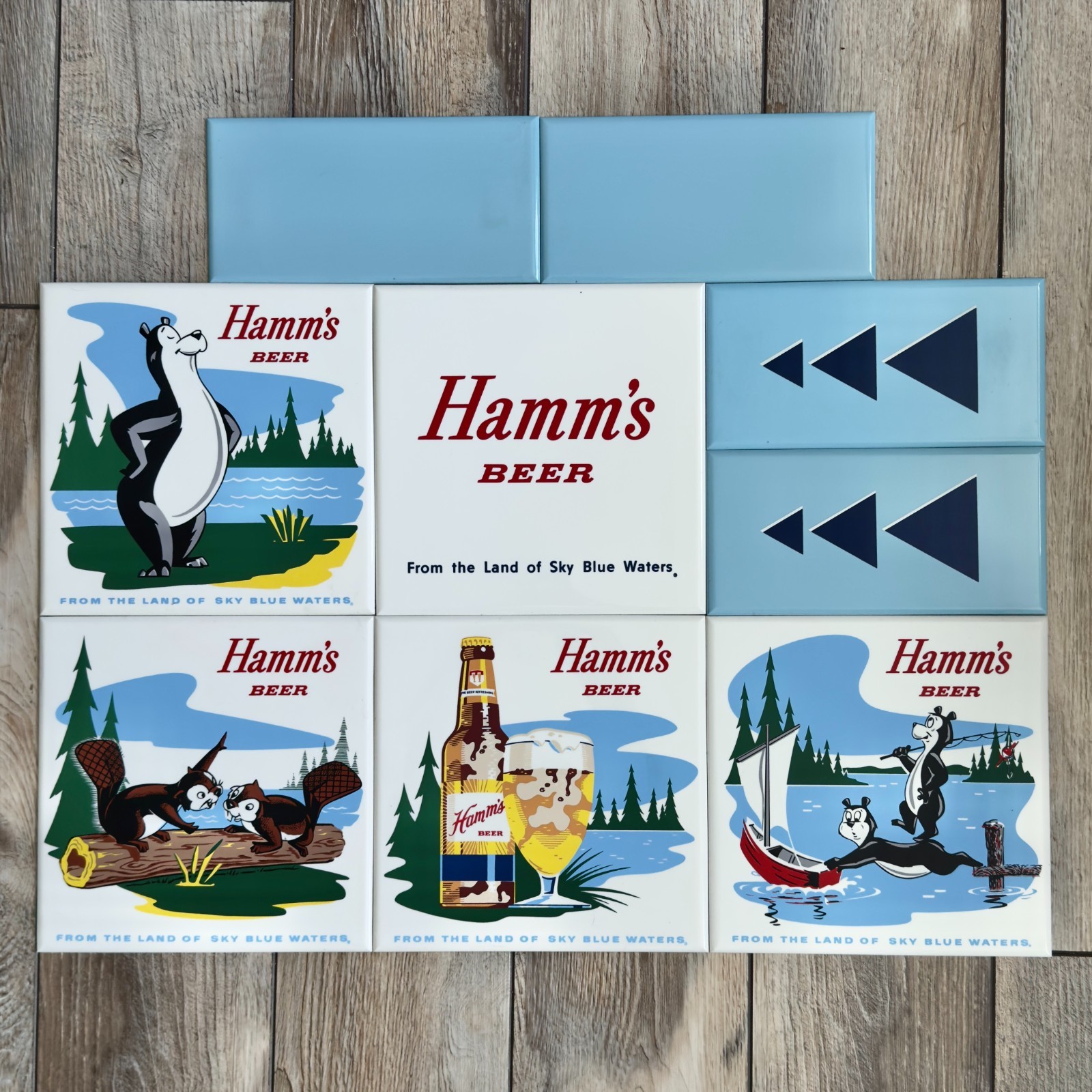 NOS 1960\'s Hamm\'s Beer Lakeside Plastics Tiles/ Signs Full Set 9 PC w/Box NOS 1960\'s Hamm\'s Beer Lakeside Plastics Tiles/ Signs Full Set 9 PC w/Box
