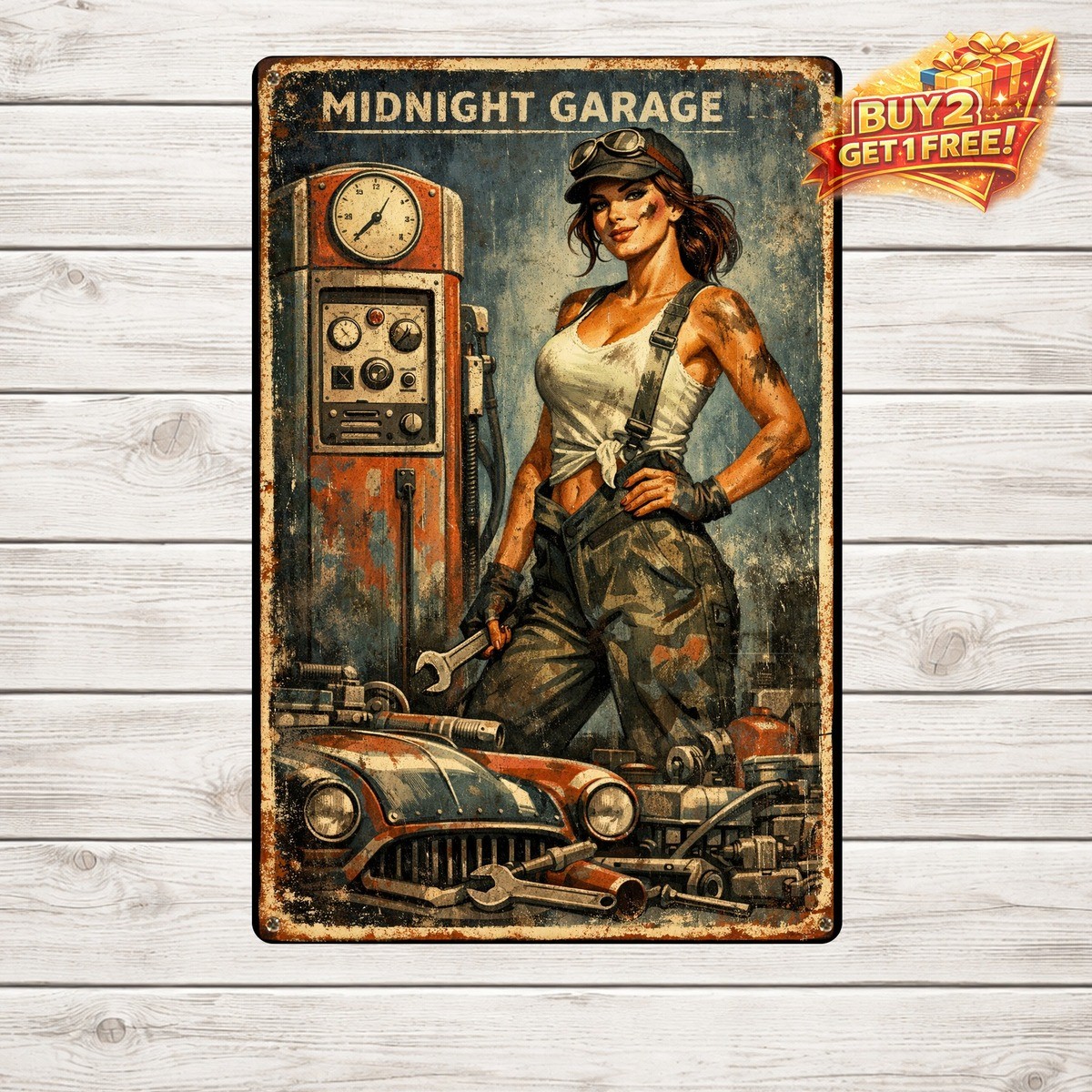 Pinup Girl Sexy Woman Cowboy Hat Wall Art Poster Tin Metal Sign 8x12