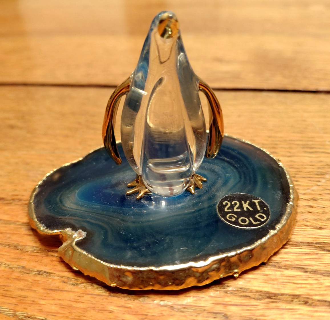 VINTAGE GLASS BARON 22 KT GOLD PENQUIN ON ICE FIGURE COLLECTIBLE VINTAGE GLASS BARON 22 KT GOLD PENQUIN ON ICE FIGURE COLLECTIBLE