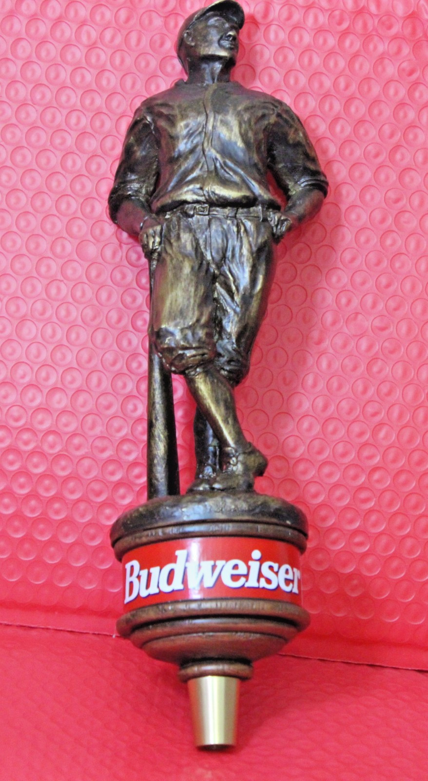 Budweiser Beer Tap Handle Heritage Collection  Bronze Tone Baseball Player