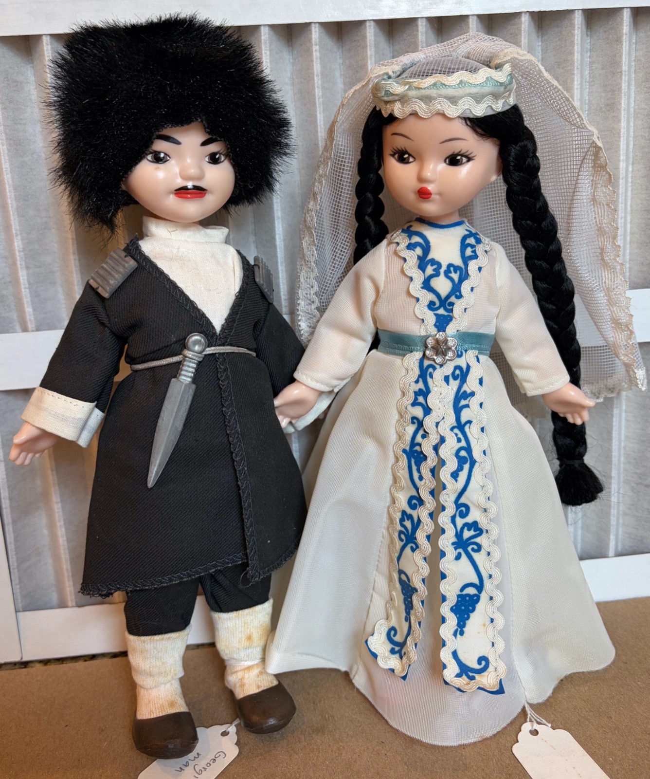 Vintage pair of plastic Soviet Russian made dolls In Traditional Georgian Dress Vintage pair of plastic Soviet Russian made dolls In Traditional Georgian Dress