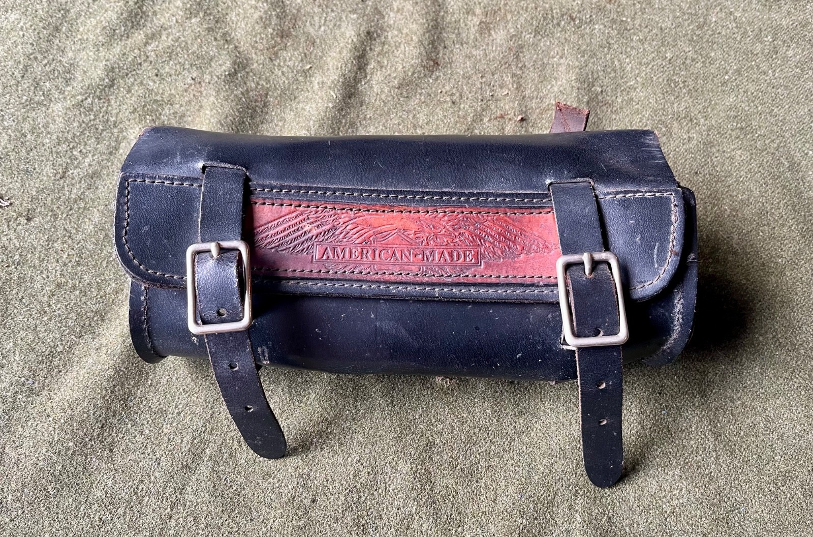 Vintage Leather Motorcycle Tool Bag American Made Harley Davidson Eagle Chopper