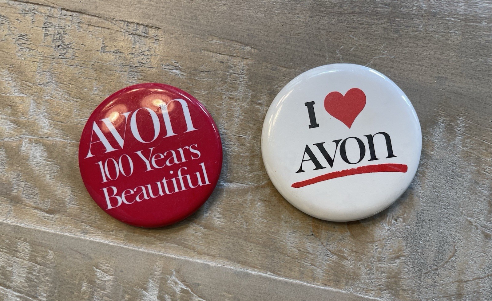 2 Avon Lady Rep Metal Pinback Buttons Pins Promote Your Business  VINTAGE