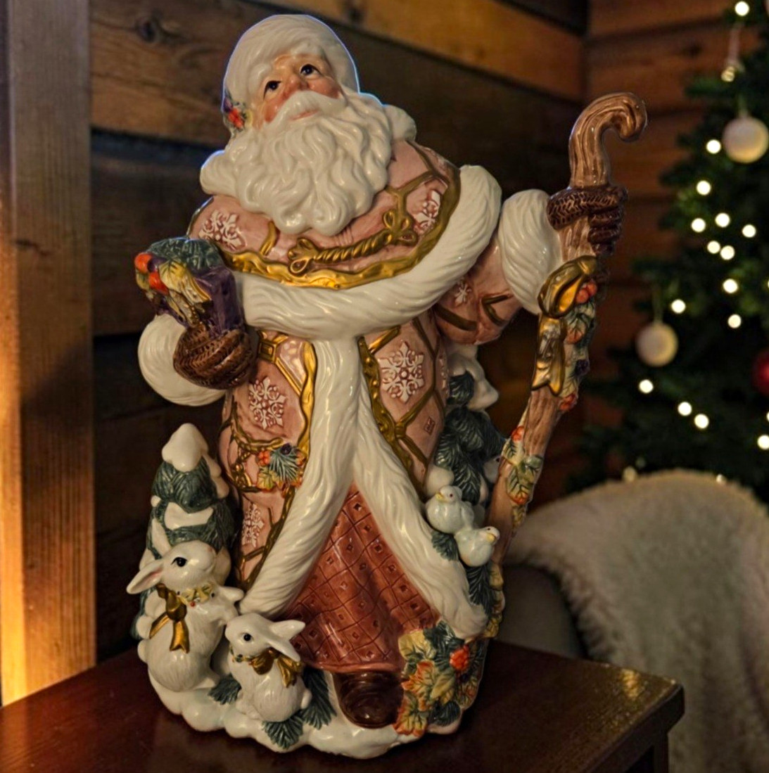 Fitz and Floyd Classics Snowy Woods Santa Centerpiece Vase 15\ Fitz and Floyd Classics Snowy Woods Santa Centerpiece Vase 15\