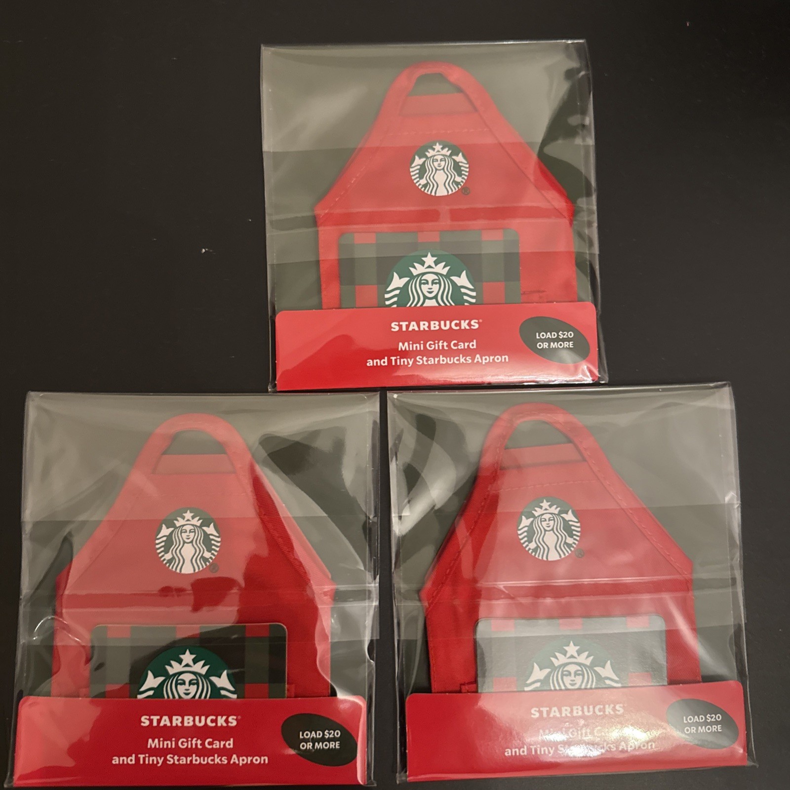 NEW 2025 STARBUCKS RED MINI BARISTA APRON  GIFT CARDS New Set Of 3 No Money