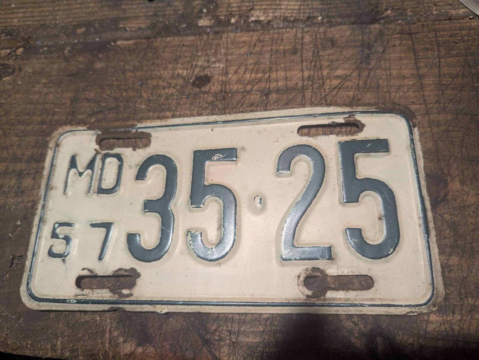 Vintage 1957 Maryland Motorcycle License Plate 35.25