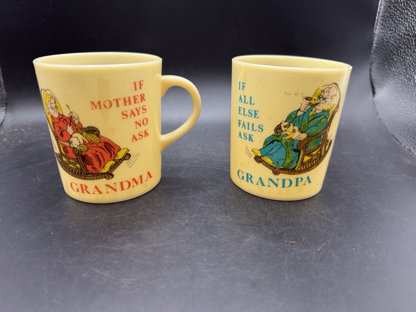 Vintage Plastic Mugs Lot Grandma Grandpa If Mother Says No Hong Kong